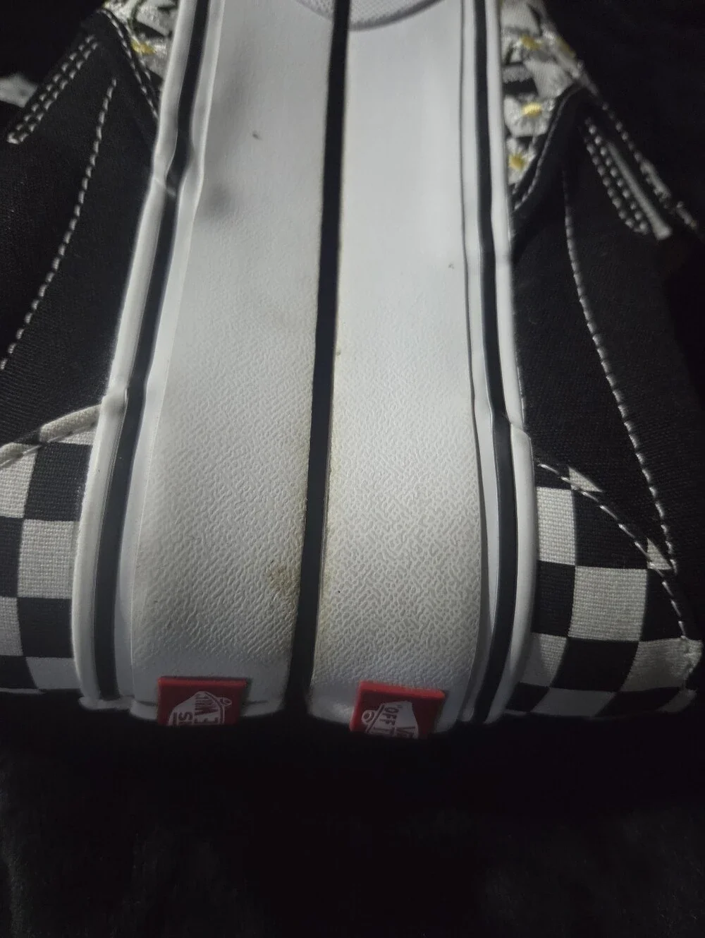 Platform Checkered Vans With Daisy Embroidery